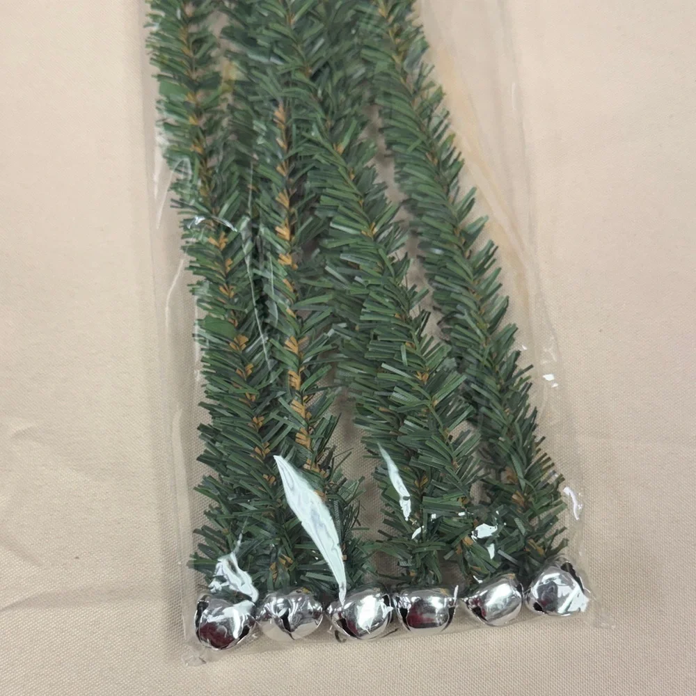 Ashland Green Pine Garland Ties with Silver Bells 18 inches in length 6 pieces